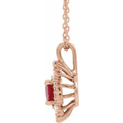 14K Rose Natural Ruby & 1/3 CTW Natural Diamond 16-18" Necklace