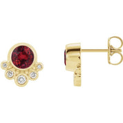 14K Yellow Natural Ruby & 1/8 CTW Natural Diamond Earrings