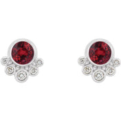 Sterling Silver Natural Ruby & 1/8 CTW Natural Diamond Earrings