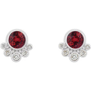 Sterling Silver Natural Ruby & 1/8 CTW Natural Diamond Earrings