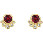 14K Yellow Natural Ruby & 1/8 CTW Natural Diamond Earrings