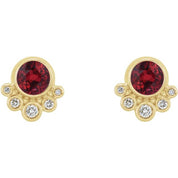 14K Yellow Natural Ruby & 1/8 CTW Natural Diamond Earrings