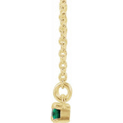 14K Yellow Lab-Grown Emerald & 1/6 CTW Natural Diamond Bar 16-18" Necklace