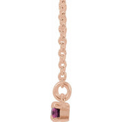 14K Rose Natural Pink Tourmaline & 1/6 CTW Natural Diamond Bar 16-18" Necklace