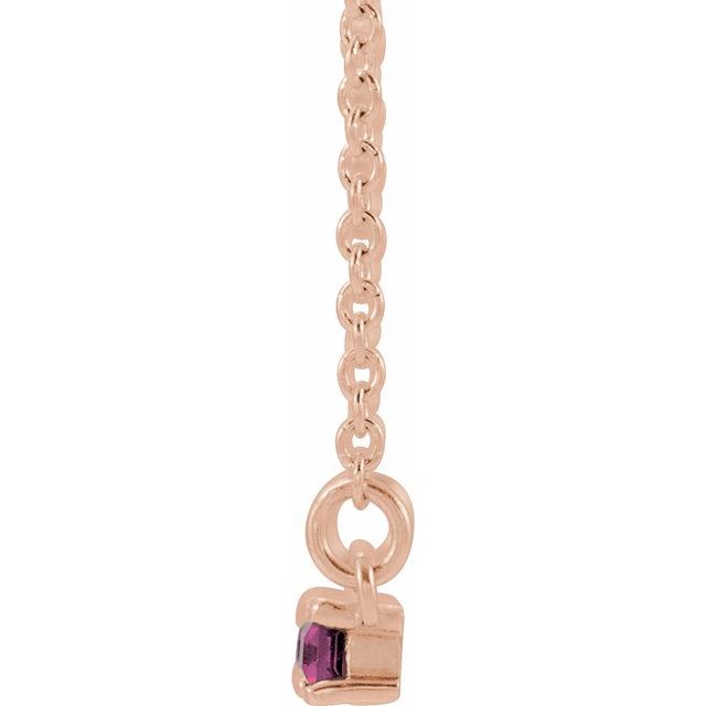 14K Rose Natural Pink Tourmaline & 1/6 CTW Natural Diamond Bar 16-18" Necklace