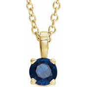14K Yellow 3 mm Lab-Grown Blue Sapphire Pendant