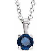 Platinum 6 mm Lab-Grown Blue Sapphire Pendant