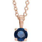 14K Rose 3 mm Natural Blue Sapphire Pendant