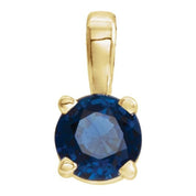 14K Yellow 4 mm Lab-Grown Blue Sapphire Pendant