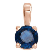 14K Rose 4 mm Lab-Grown Blue Sapphire Pendant