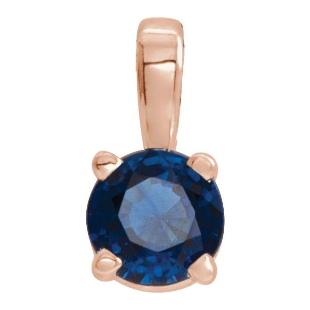 14K Rose 4 mm Lab-Grown Blue Sapphire Pendant
