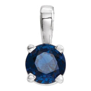 Sterling Silver 4 mm Imitation Blue Sapphire Pendant