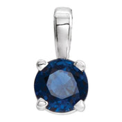 14K White 4 mm Natural Blue Sapphire Pendant