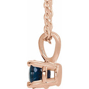 14K Rose 3 mm Lab-Grown Blue Sapphire Pendant
