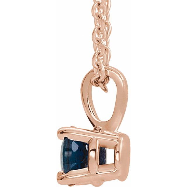 14K Rose 3 mm Natural Blue Sapphire Pendant