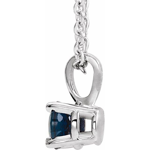 Sterling Silver 5 mm Imitation Blue Sapphire Pendant