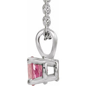 Platinum 5 mm Natural Pink Tourmaline 16-18" Necklace