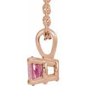 14K Rose 3 mm Natural Pink Tourmaline 16-18" Necklace