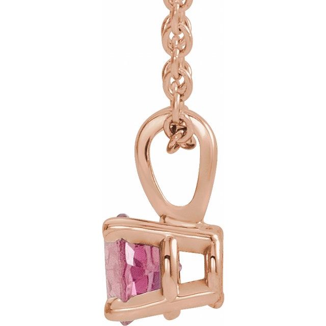 14K Rose 3 mm Natural Pink Tourmaline 16-18" Necklace