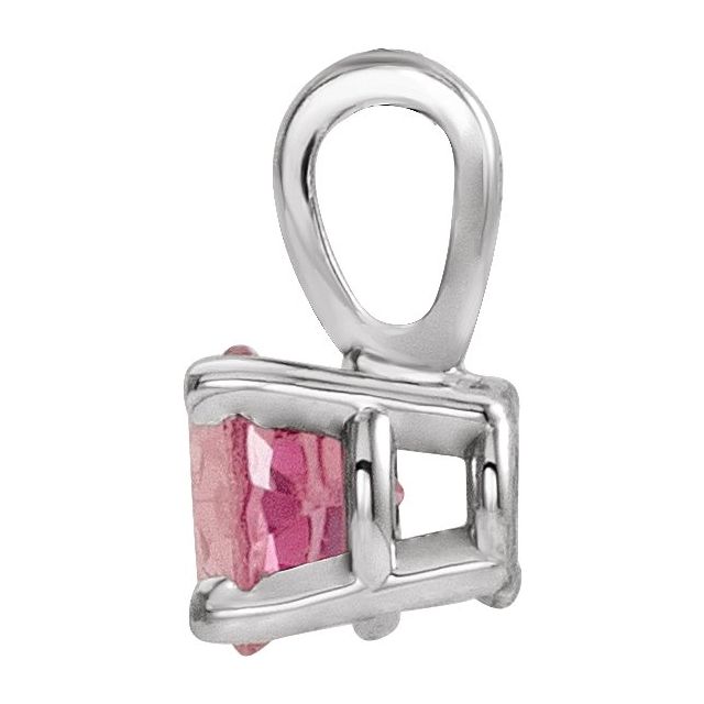 Sterling Silver 6 mm Imitation Pink Tourmaline Pendant