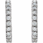 14K White 5/8 CTW Lab-Grown Diamond French-Set 15 mm Huggie Hoop Earrings