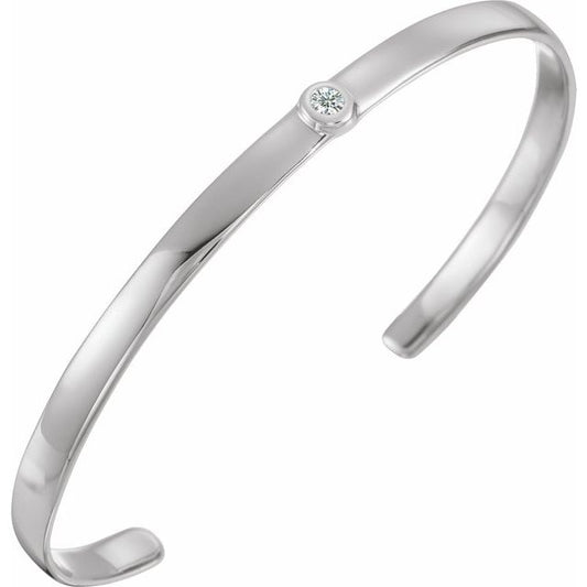 Natural Diamond Cuff 10 Pointer Solitaire Bracelet in Sterling Silver and 14K Gold