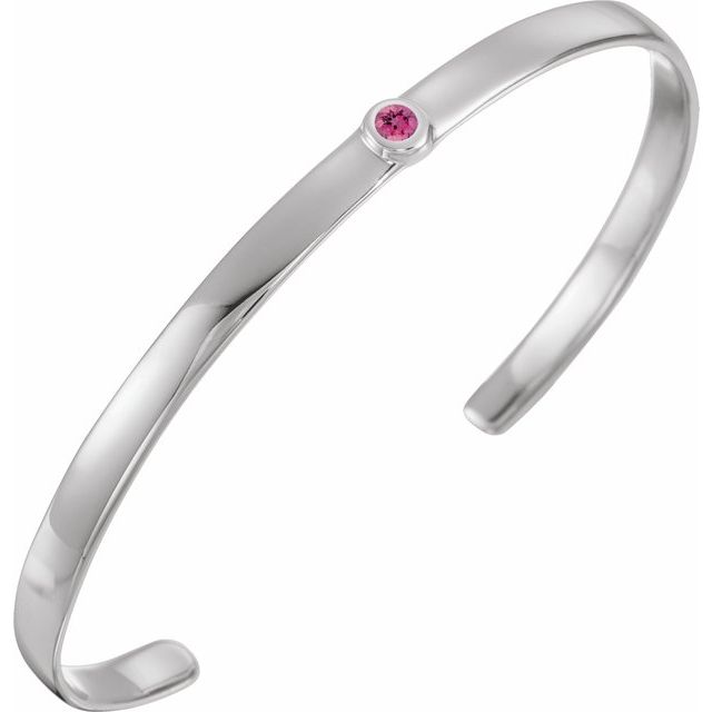 1/10 Carat Natural Gemstone Solitaire Cuff Bangle Bracelet