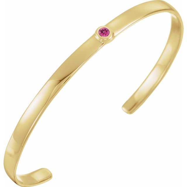 1/10 Carat Natural Gemstone Solitaire Cuff Bangle Bracelet