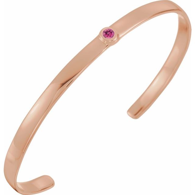 1/10 Carat Natural Gemstone Solitaire Cuff Bangle Bracelet