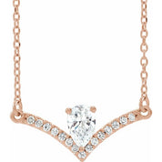 14K Rose Natural White Sapphire & .06 CTW Natural Diamond 16" Necklace