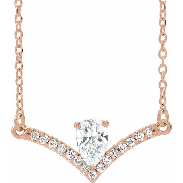 14K Rose Natural White Sapphire & .06 CTW Natural Diamond 16" Necklace