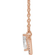14K Rose Natural White Sapphire & .06 CTW Natural Diamond 16" Necklace
