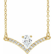 14K Yellow Natural White Sapphire & .06 CTW Natural Diamond 18" Necklace
