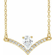 14K Yellow Natural White Sapphire & .06 CTW Natural Diamond 16" Necklace