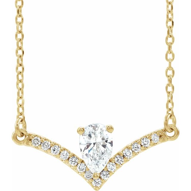 14K Yellow Natural White Sapphire & .06 CTW Natural Diamond 16" Necklace