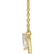 14K Yellow Natural White Sapphire & .06 CTW Natural Diamond 16" Necklace