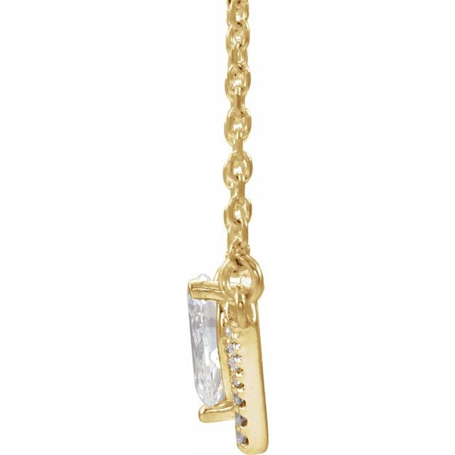 14K Yellow Natural White Sapphire & .06 CTW Natural Diamond 16" Necklace