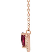 14K Rose Natural Ruby & .06 CTW Natural Diamond 18" Necklace