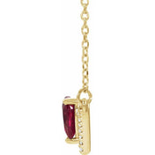 14K Yellow Natural Ruby & .06 CTW Natural Diamond 16" Necklace