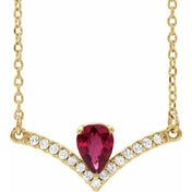 14K Yellow Natural Ruby & .06 CTW Natural Diamond 16" Necklace