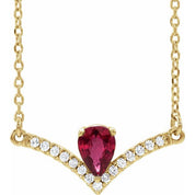 14K Yellow Natural Ruby & .06 CTW Natural Diamond 16" Necklace