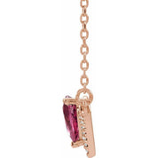 14K Rose Natural Pink Tourmaline & .06 CTW Natural Diamond 16" Necklace