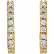 14K Yellow 5/8 CTW Lab-Grown Diamond French-Set 15 mm Huggie Hoop Earrings