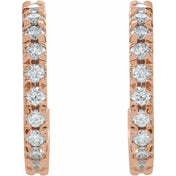 14K Rose 5/8 CTW Lab-Grown Diamond French-Set 15 mm Huggie Hoop Earrings