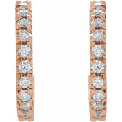 14K Rose 5/8 CTW Lab-Grown Diamond French-Set 15 mm Huggie Hoop Earrings
