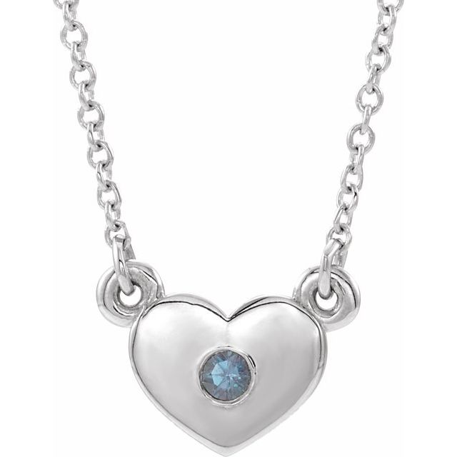 Sterling Silver Lab-Grown Alexandrite Heart 16" Necklace