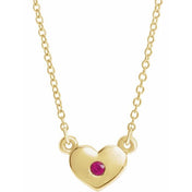 14K Yellow Natural Ruby Heart 16" Necklace