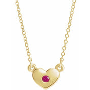 14K Yellow Natural Ruby Heart 16" Necklace