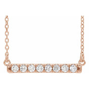 14K Rose 1/4 CTW Lab-Grown Diamond French-Set Bar 18" Necklace