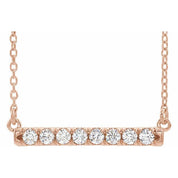 14K Rose 1/4 CTW Lab-Grown Diamond French-Set Bar 18" Necklace